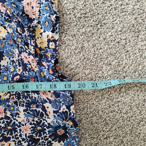 Loft Blouse Womens Medium Blue Floral Print Casual - Picture 5 of 9
